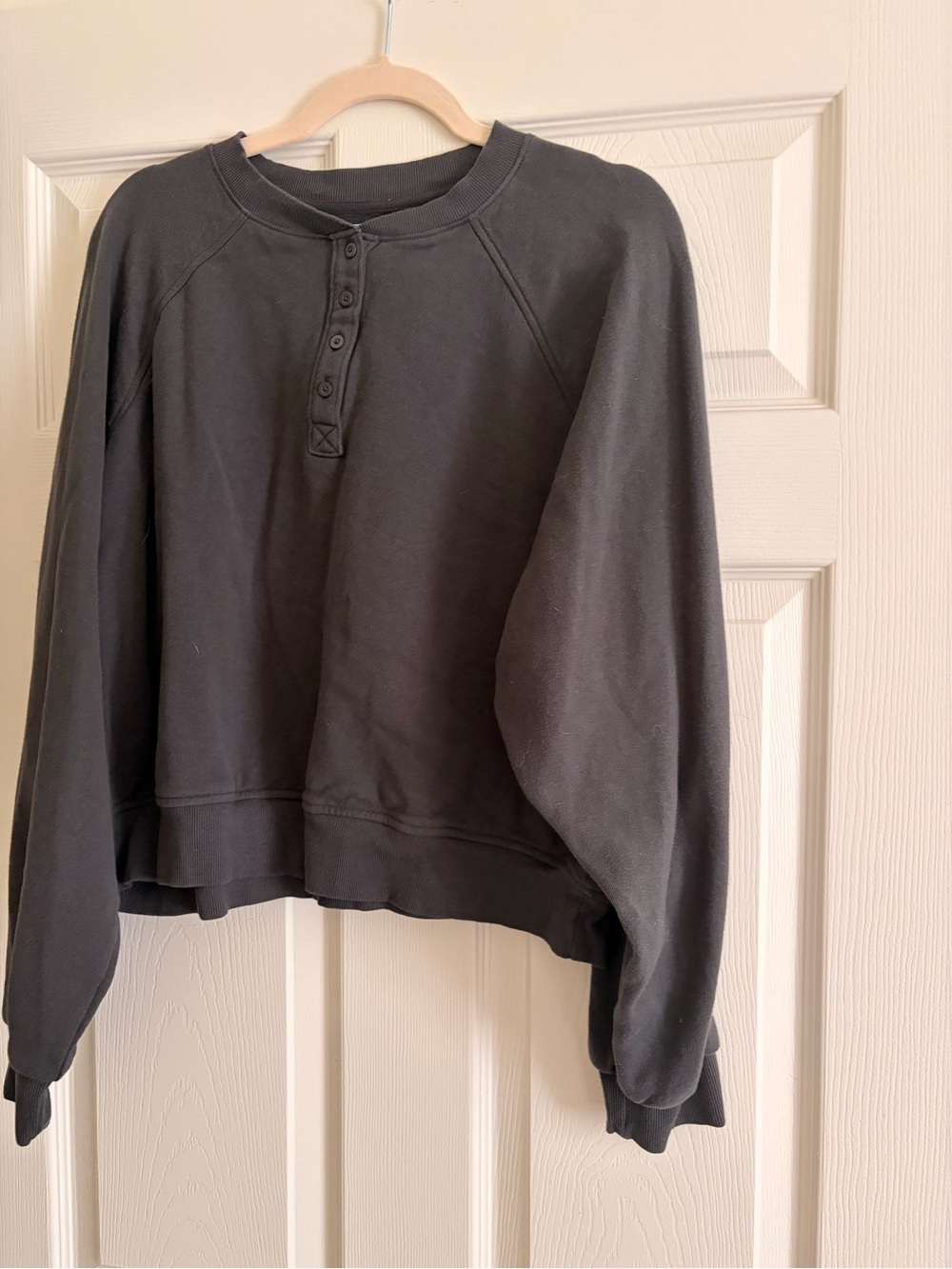 Old Navy Black Henley Crewneck Sweater